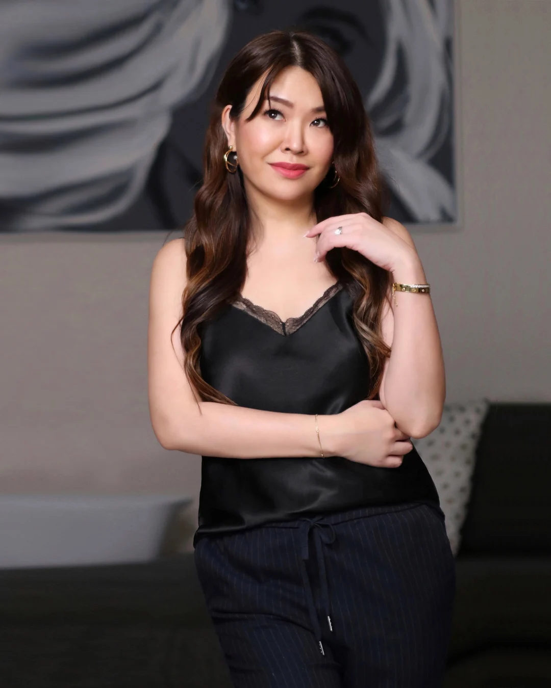 LILYSILK Débardeur Soie, Col En V Avec Dentelle, Êporté De 2 Façons, Charmeuse Soie, Pour Votre Garde-Robe De Tous Les Jours