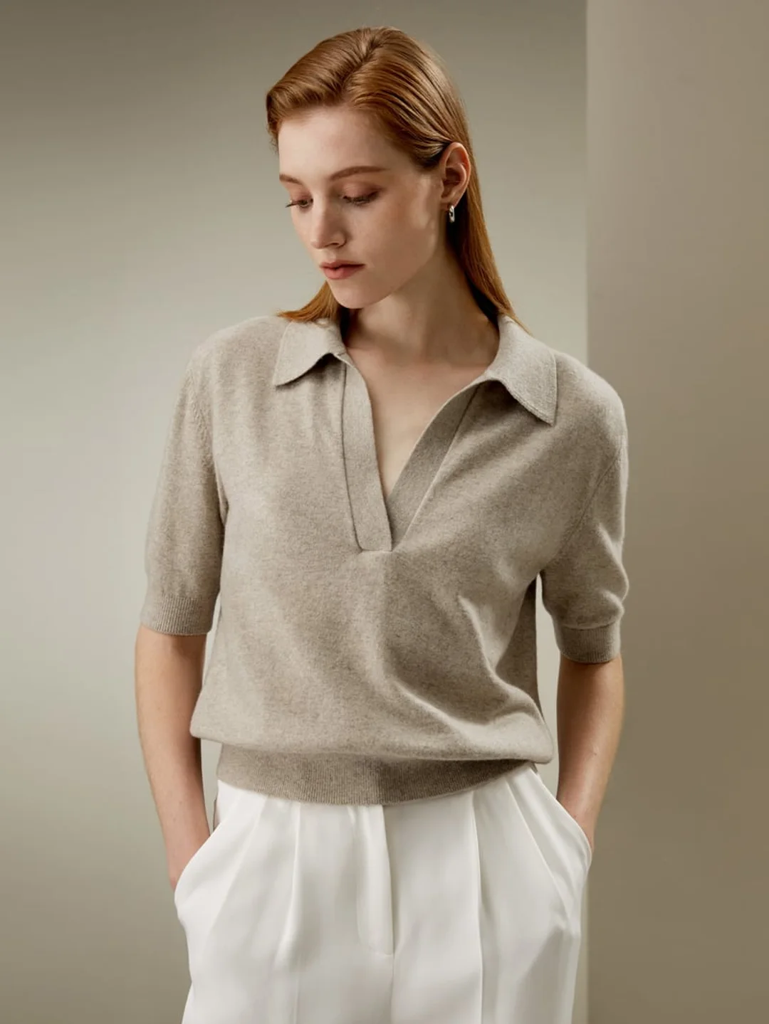 LILYSILK Polo Laine Mérinos Ultrafine Chameau M - Doux, Respirant & Hypoallergénique