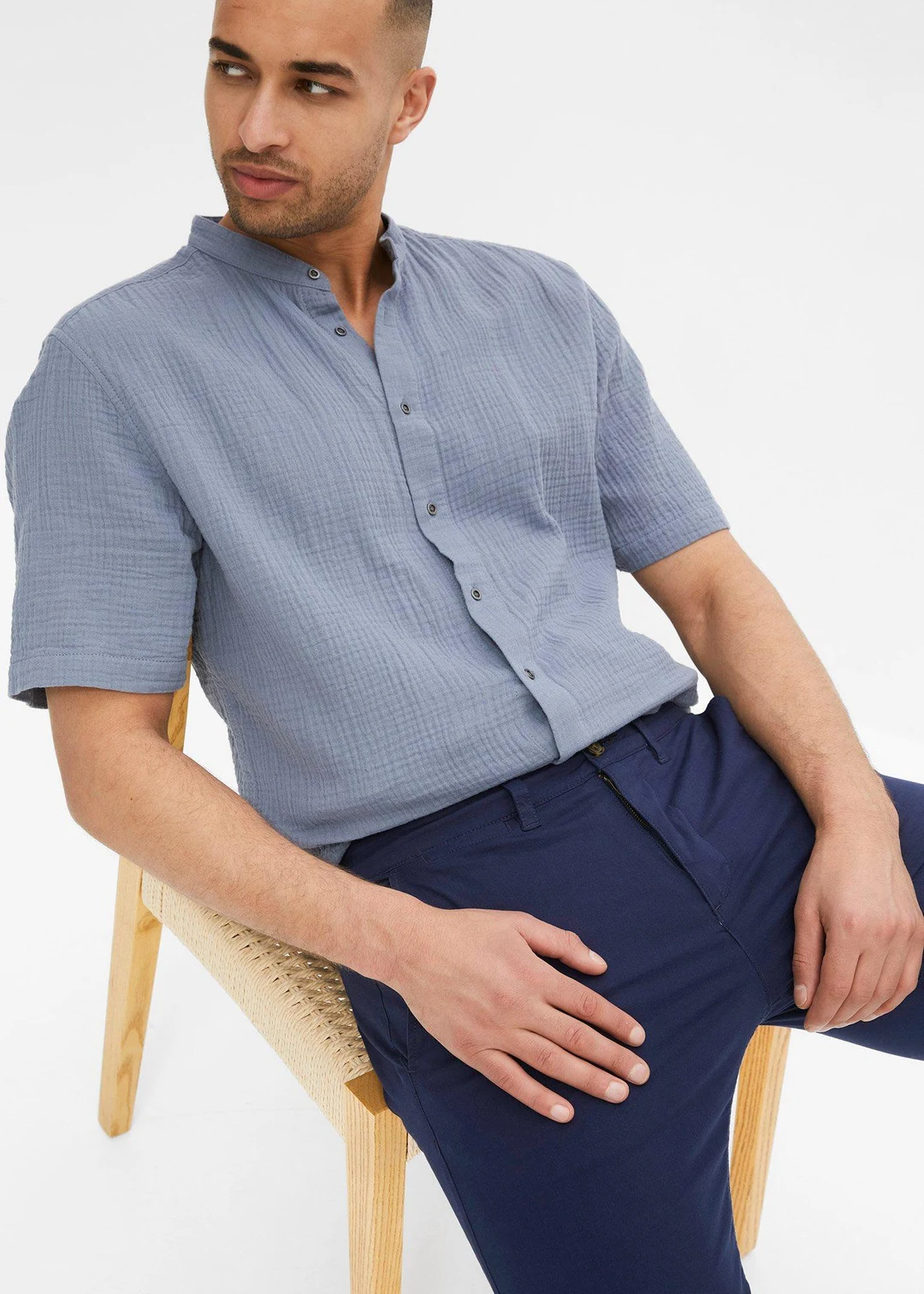 Pantalon chino extensible regular, coupe droite
