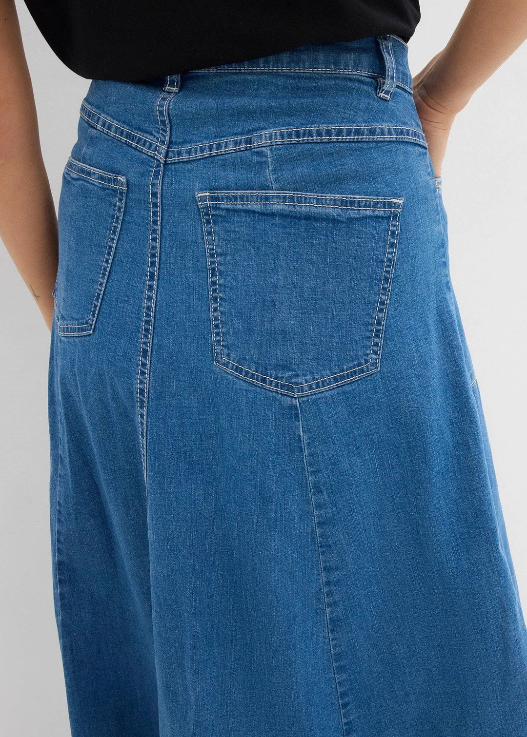 Jupe midi en jean, taille haute - 3