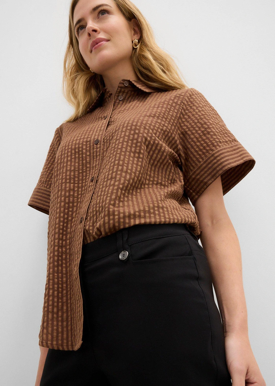 Pantalon 7/8 en bengaline avec taille élastiquée - 3