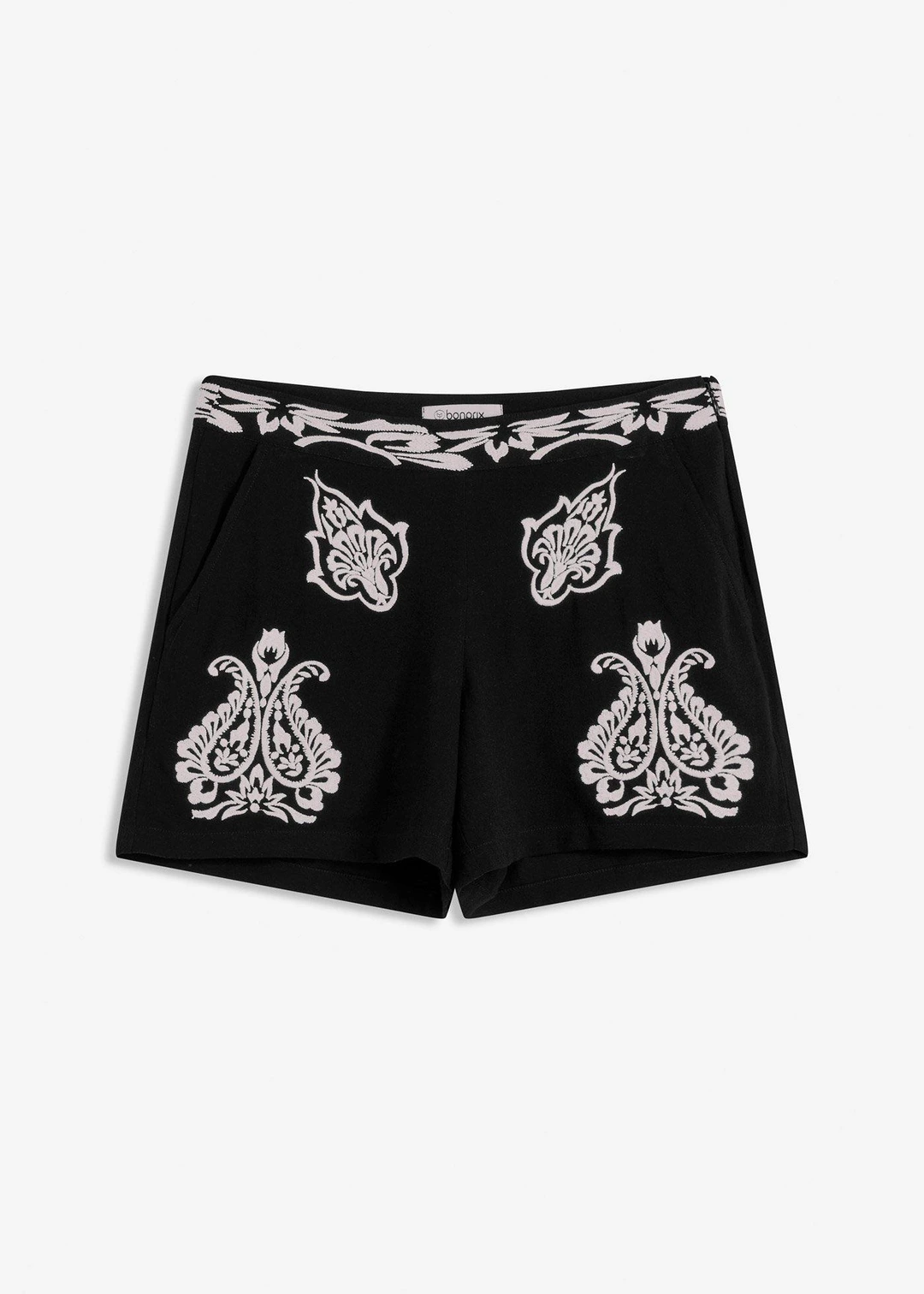 Short brodé en viscose mélangée