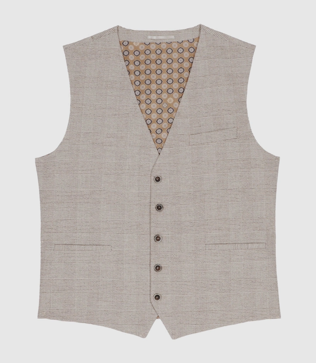 IZAC - Gilet de costume à carreaux effet Prince de Galles beige XSWING