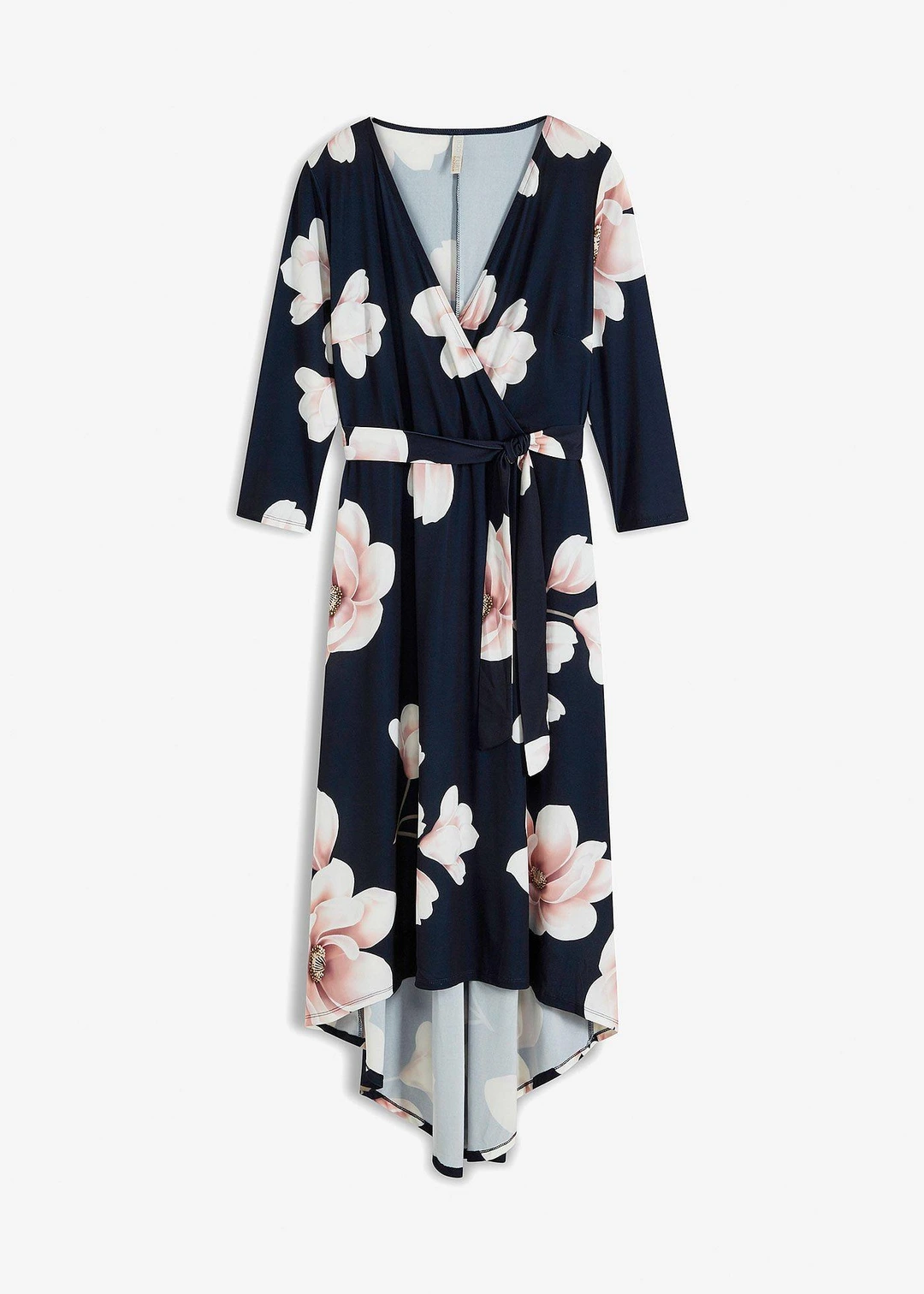 Robe longue derrière en jersey avec ceinture à nouer