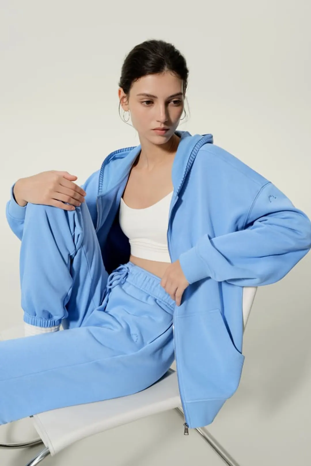 LILYSILK Sweat Seamflow Verge Noir XL Femme - SILKERRY Respirant Douceur Capuche Zippée Oversize