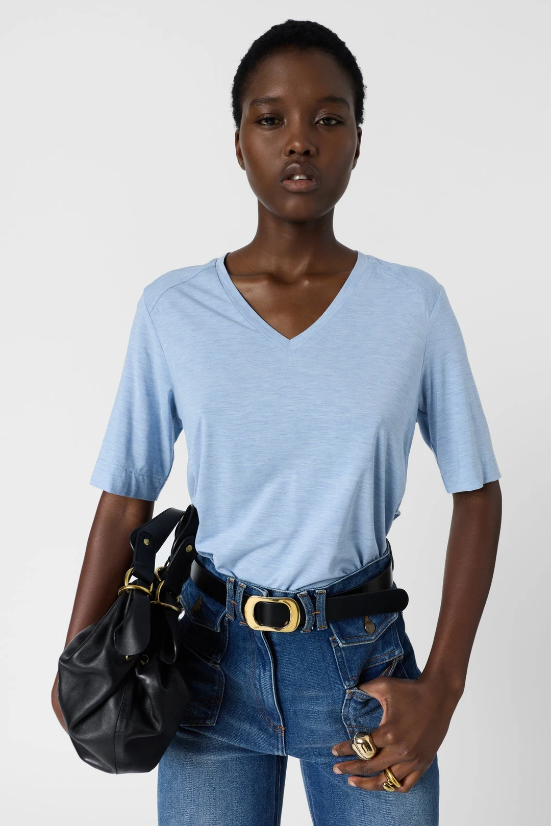 T-shirt V fluide - MALVINE - Caramel