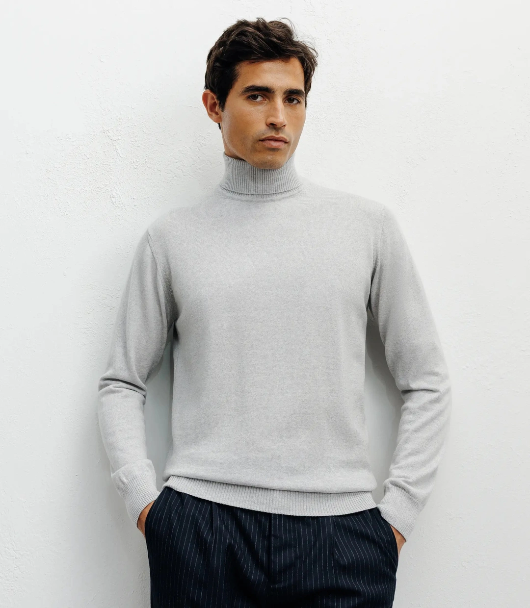 IZAC - Pull col roulé gris chiné