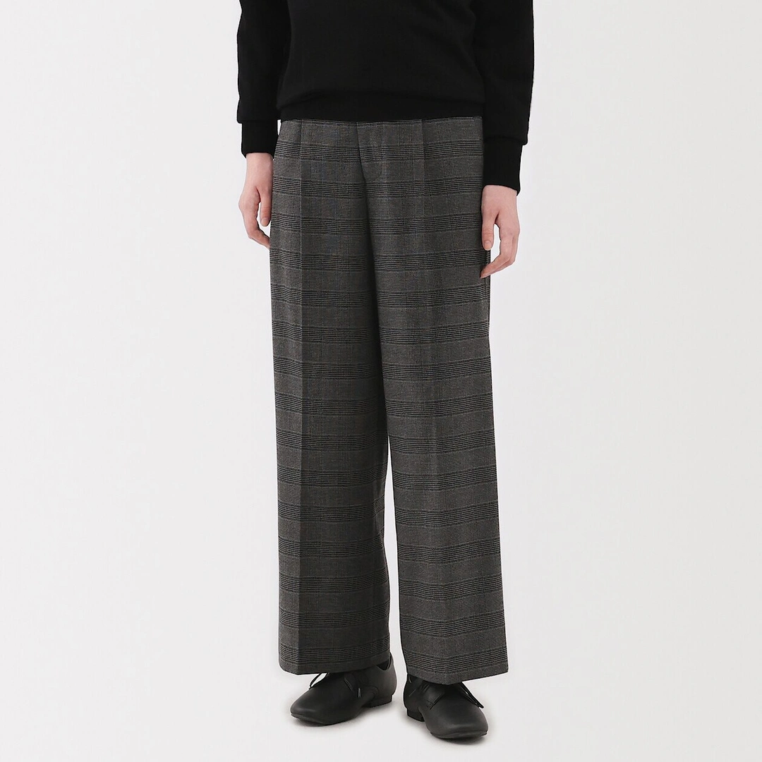 Pantalon large plissé et brossé pour femme