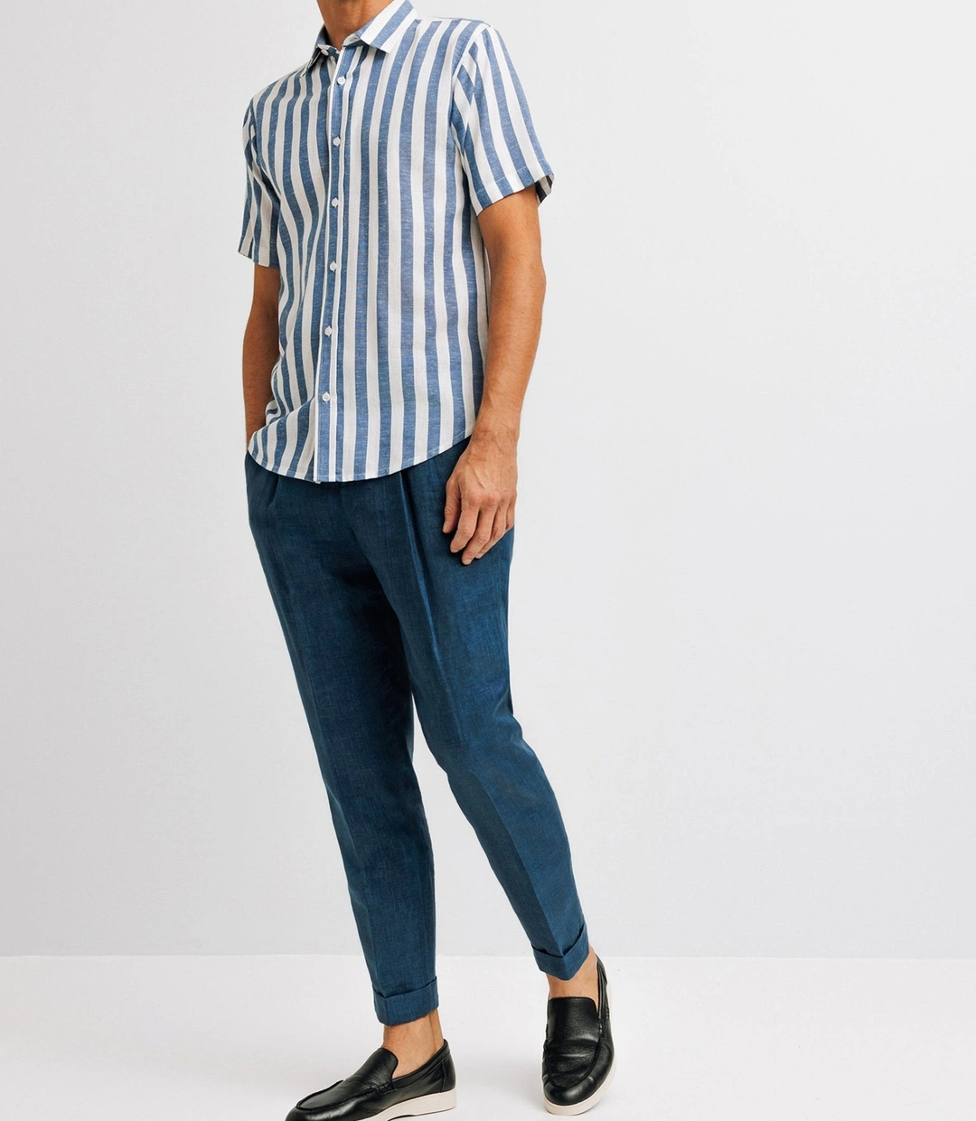 IZAC - Chemise casual rayée bleue