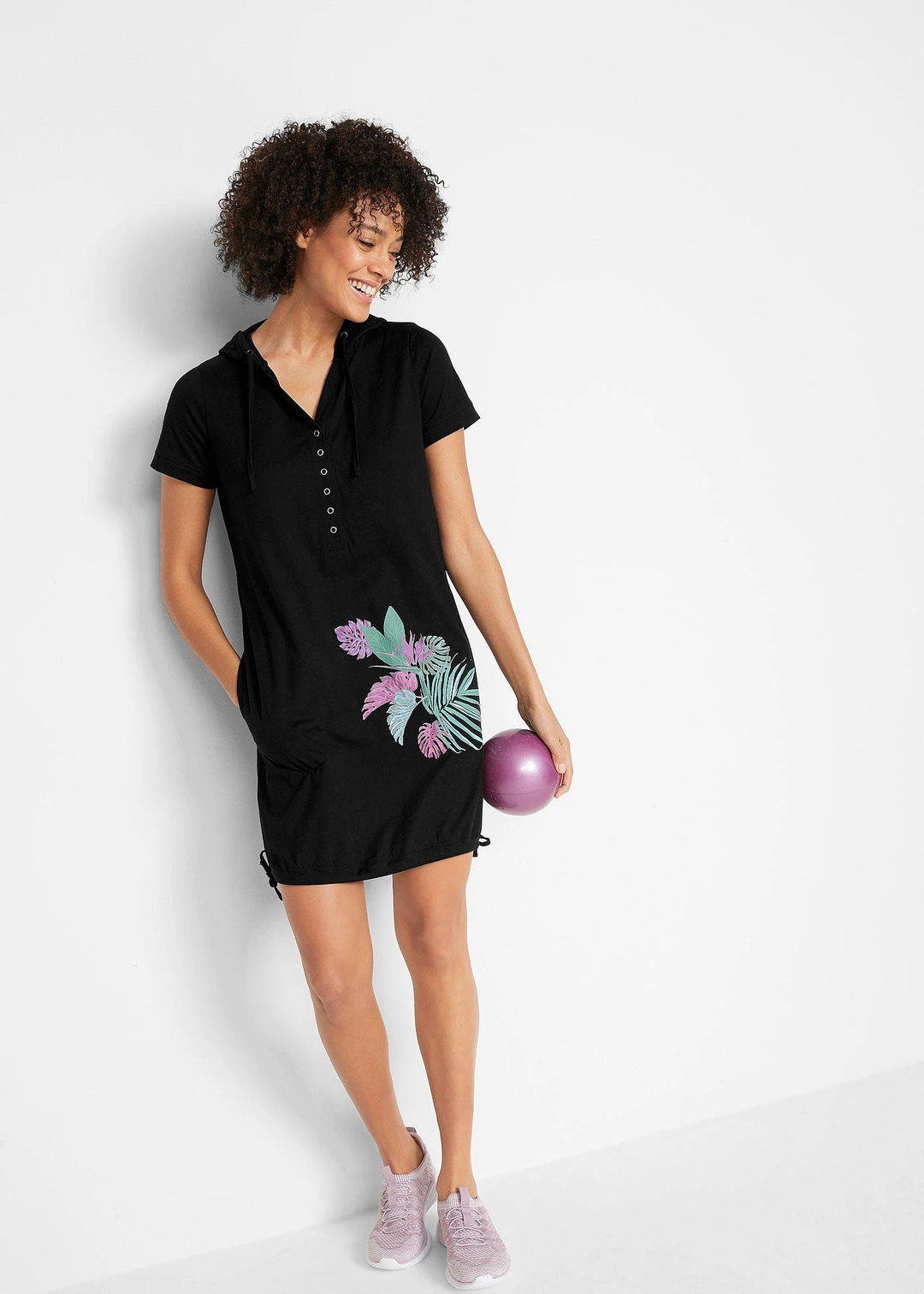 Robe T-shirt en coton, manches courtes