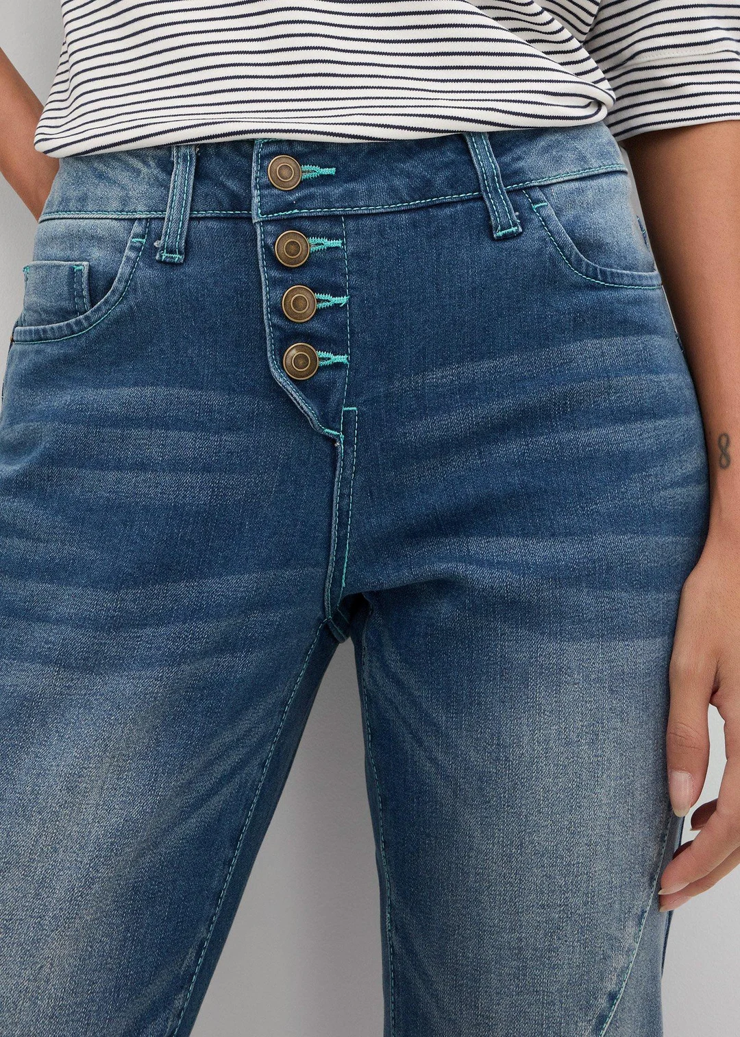 Jean boyfriend taille basse, extensible