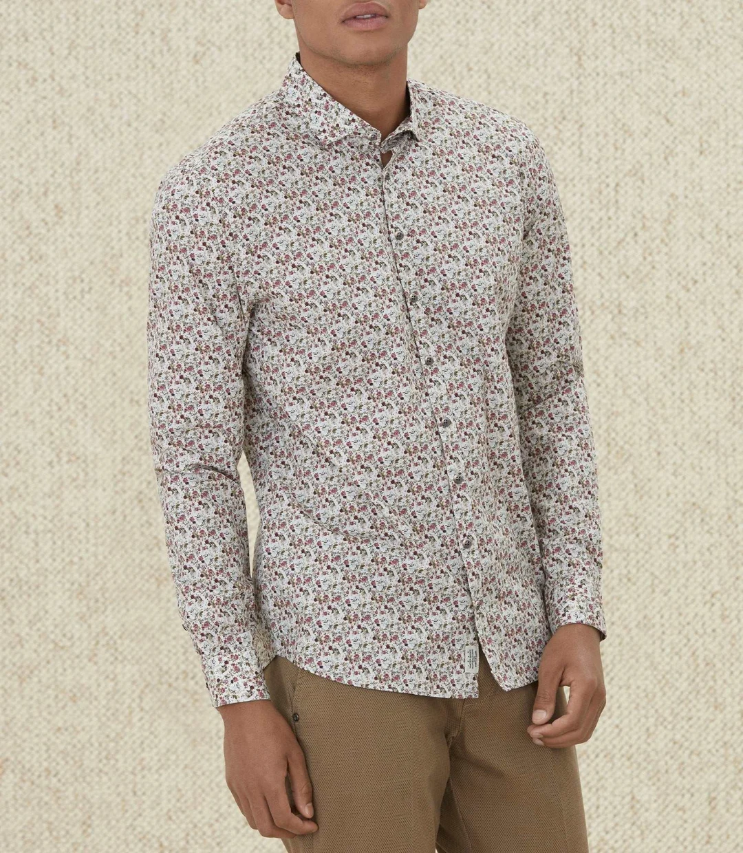 IZAC - Chemises casual en coton beige ''Manu''