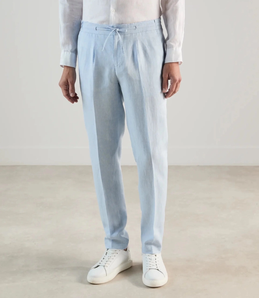 IZAC - Pantalon ville 100 % lin bleu ciel
