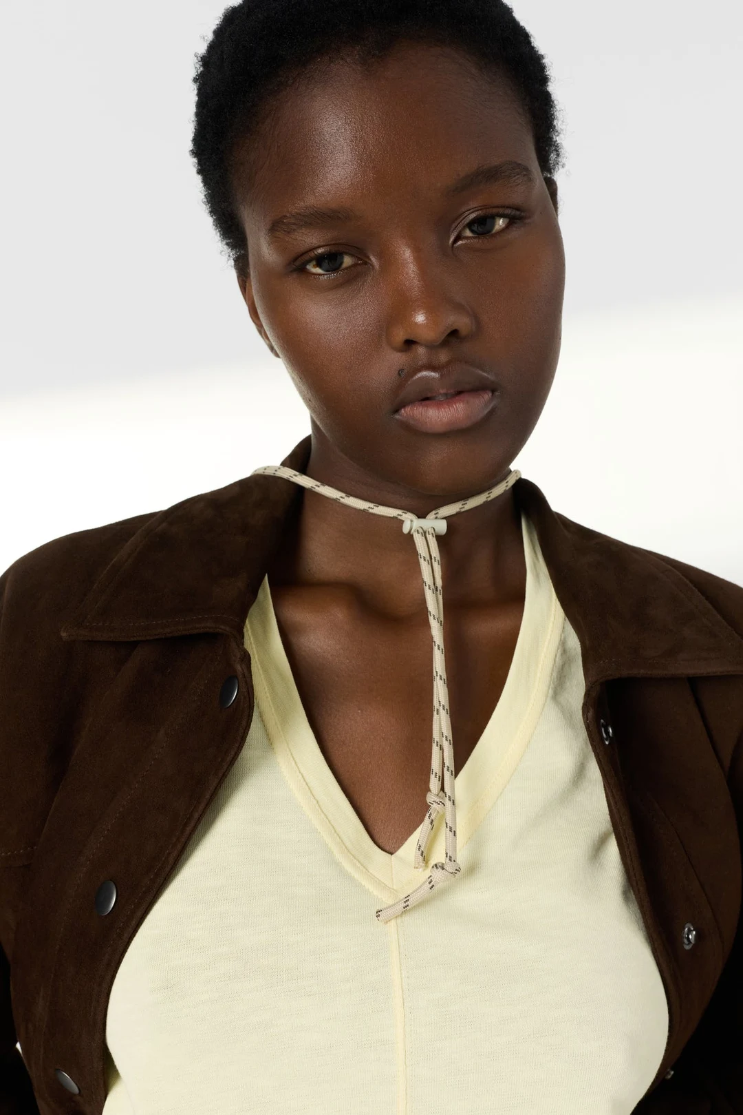 T-shirt V en coton - MARISA - Jaune - 5