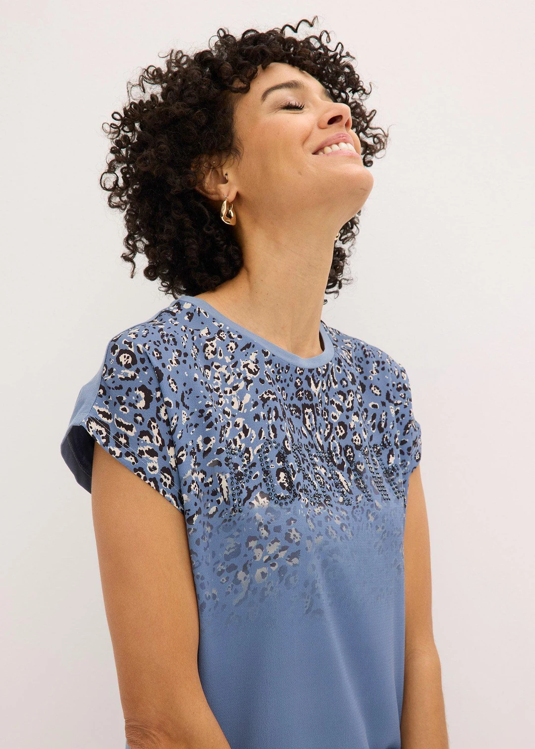T-shirt à empiècement tissé et strass