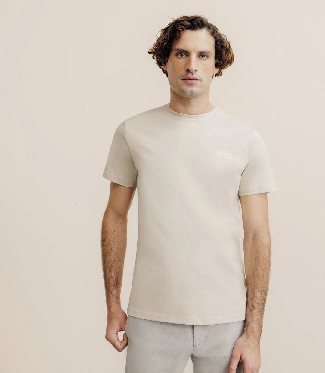 IZAC - T-shirt flocking beige