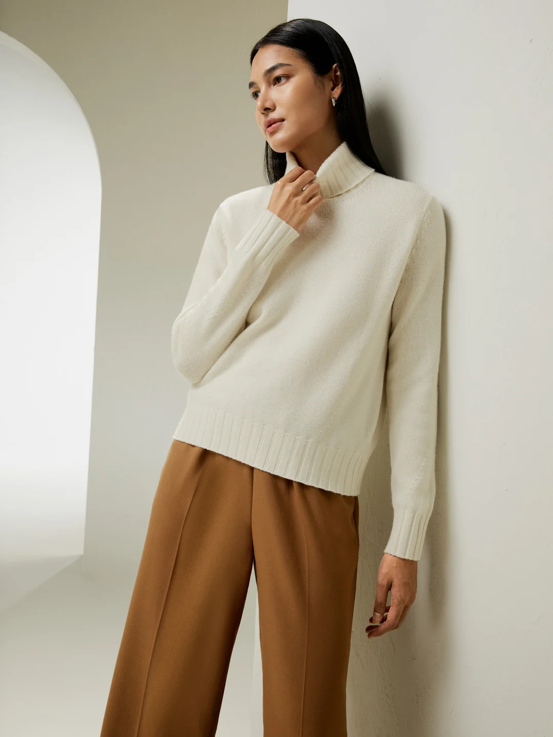 LILYSILK Pulls En Laine Pour Femme Blanc Col Roulé, Silhouette Ajustée Flatteuse Laine Et Cachemire S'Adapte Parfaitement À La Vie Quotidienne L
