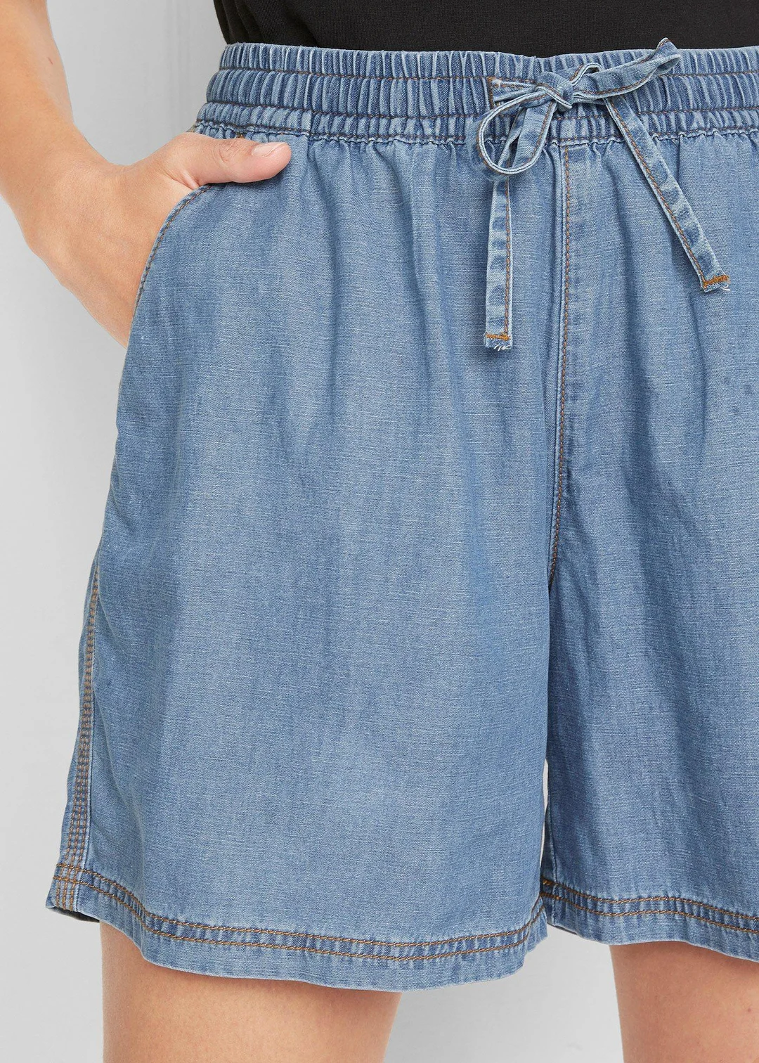 Short en denim léger avec du lin - 3