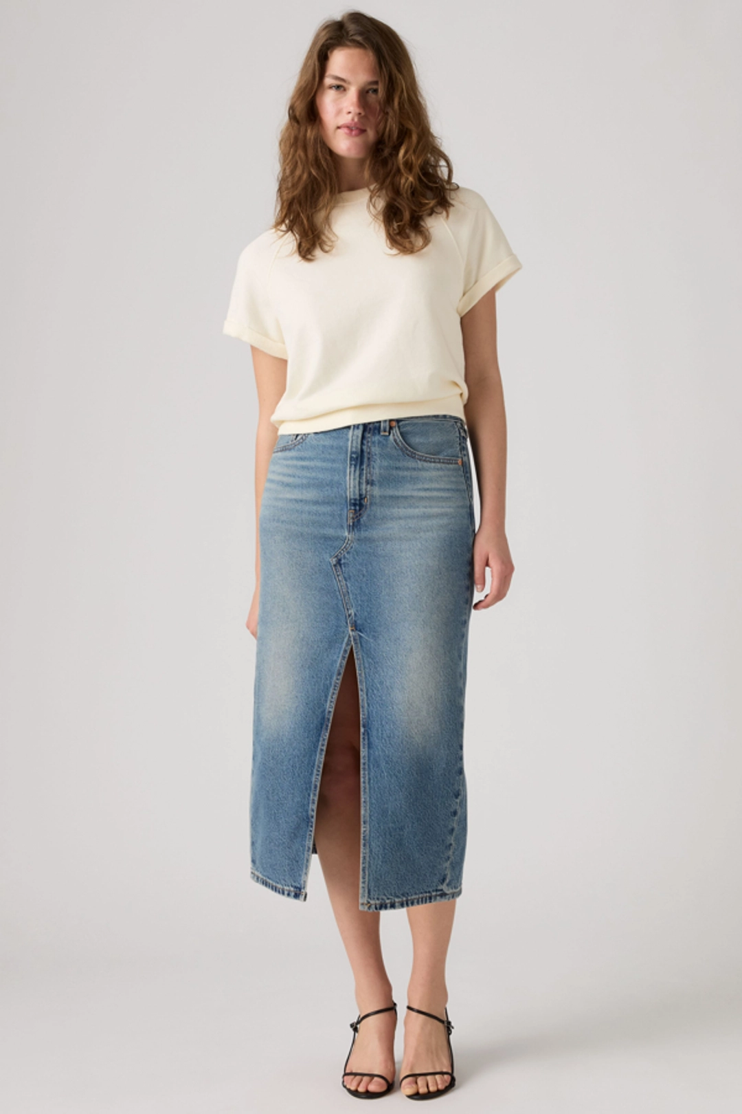 Levi's Jupe Mi Longue À Fente Déstructurée - Femme - Délavage Foncé / High Vibration Skirt - 32