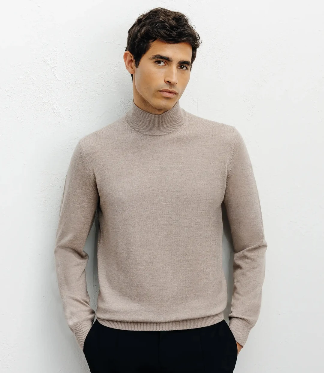 IZAC - Pull col cheminée beige