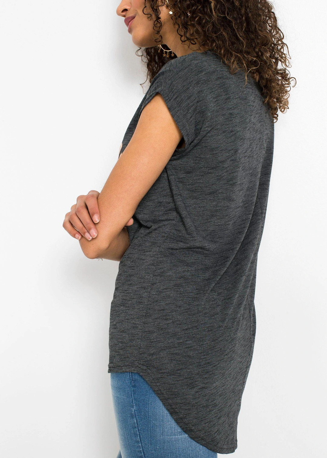 T-shirt long en viscose mélangée
