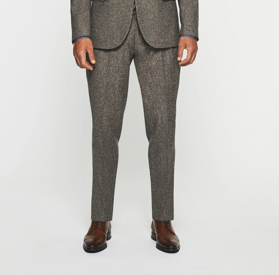 IZAC - Pantalon ville en tweed marron FSABLE