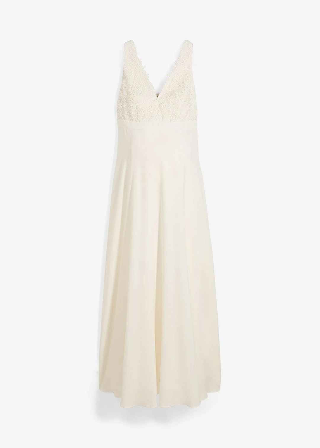 Robe de mariée de grossesse avec dentelle, satin et crêpe georgette