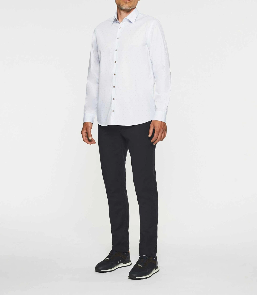 IZAC - Chemise casual imprimé blanc et camel JULES
