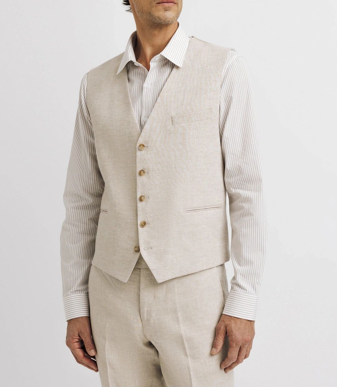 IZAC - Gilet ville 100% lin beige