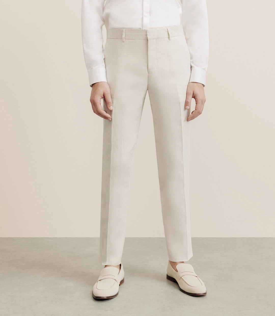 IZAC - Pantalon 100% lin beige