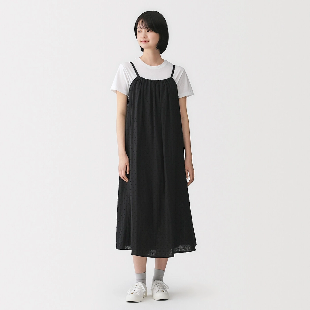 Robe top en double gaze à pois dobby pour femme