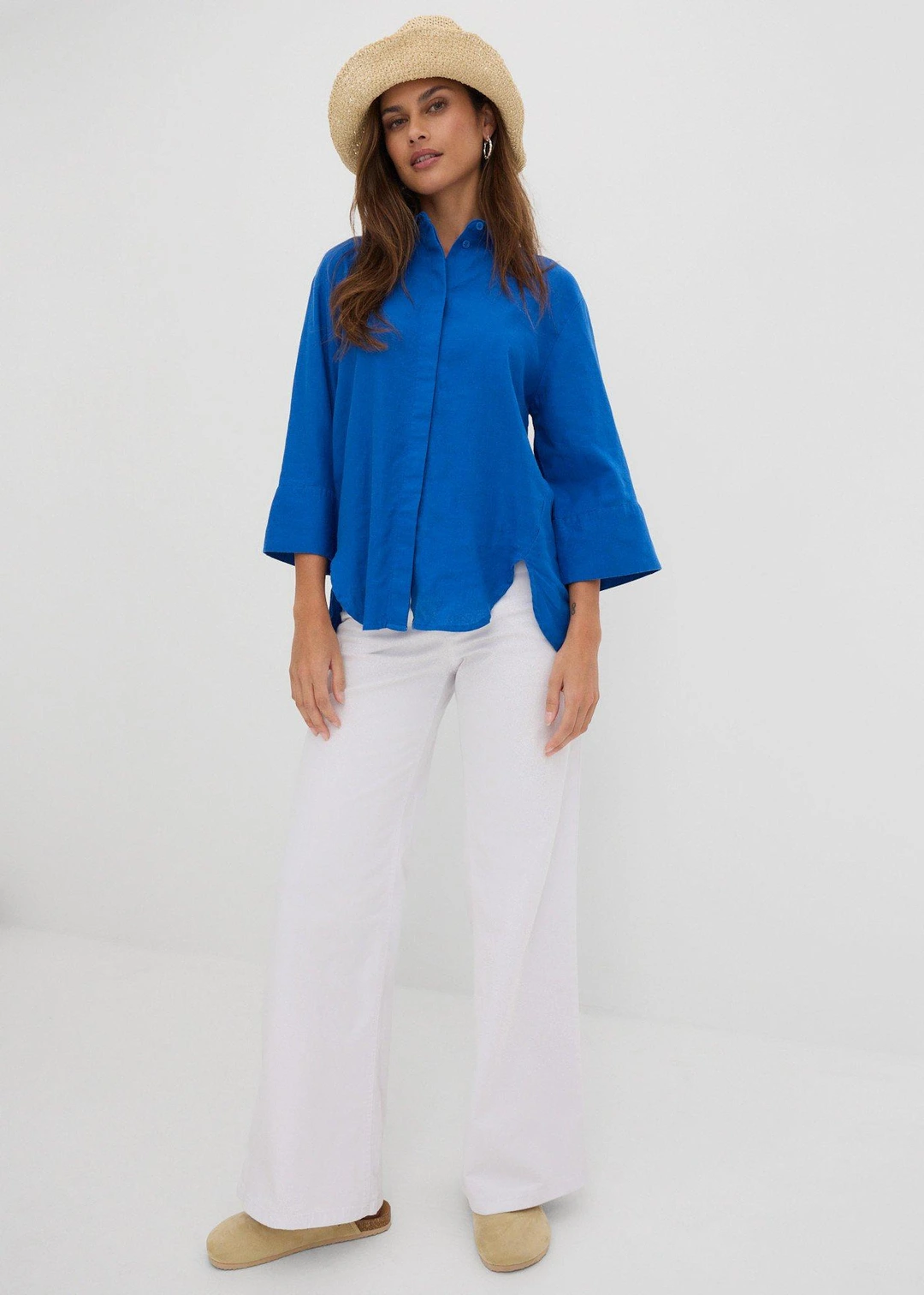 Jean large, taille mi-haute, extensible