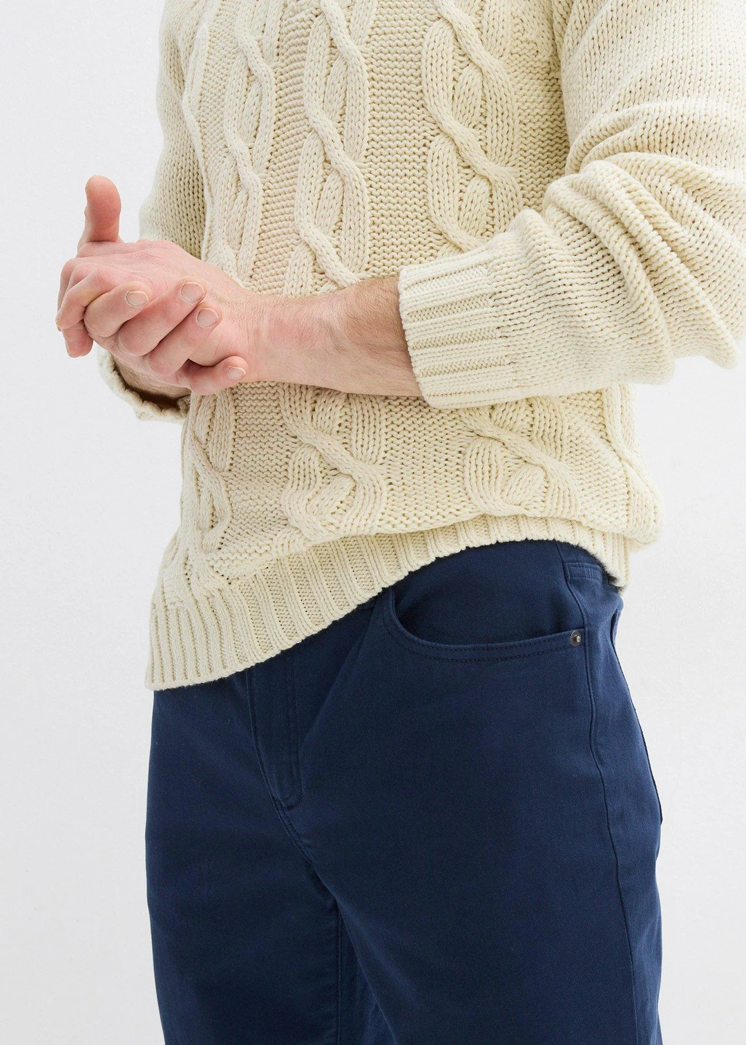 Pantalon extensible regular à doublure chaude en flanelle, droit