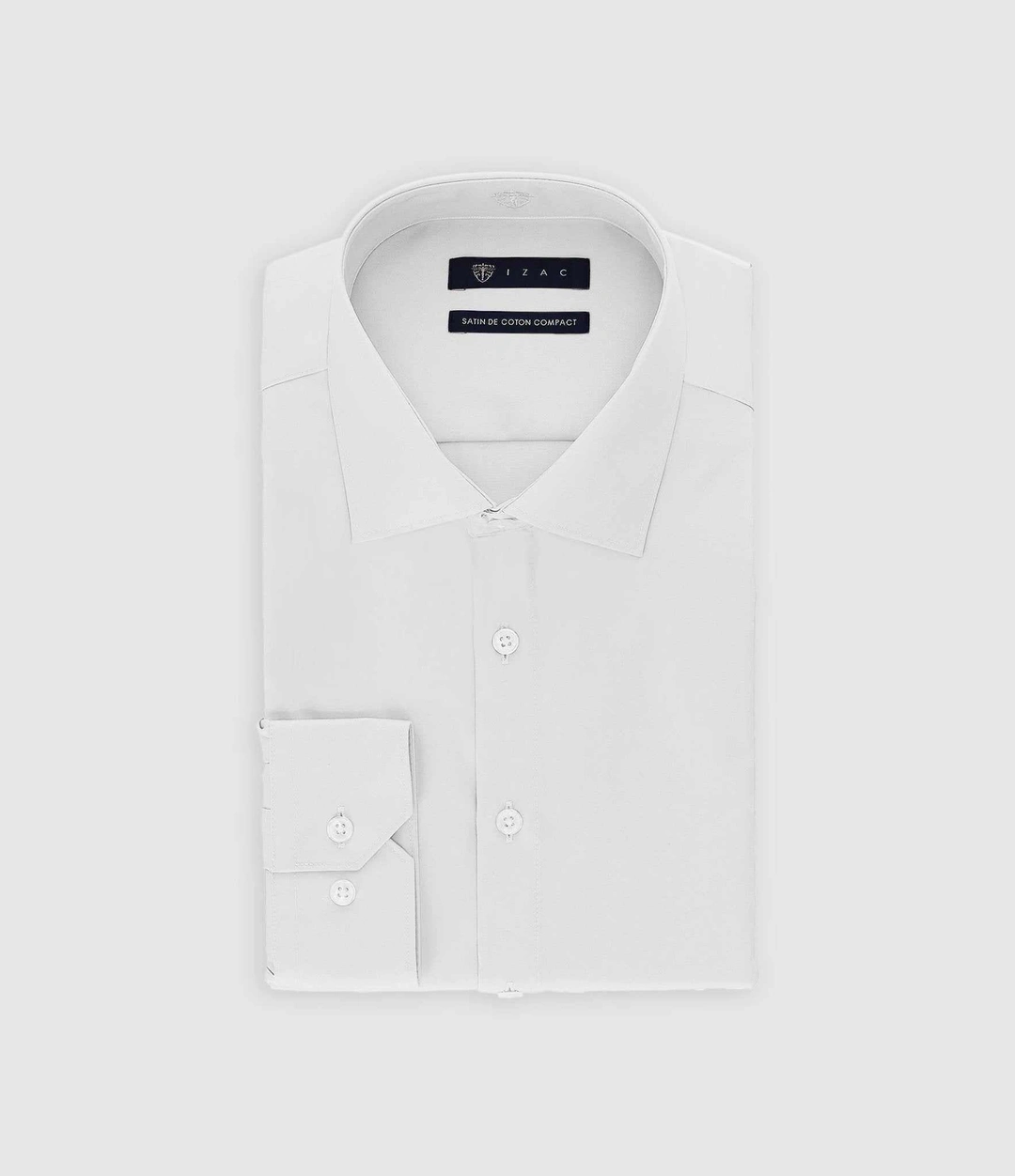 IZAC - Chemise slim en satin de coton blanc SATINSLIM