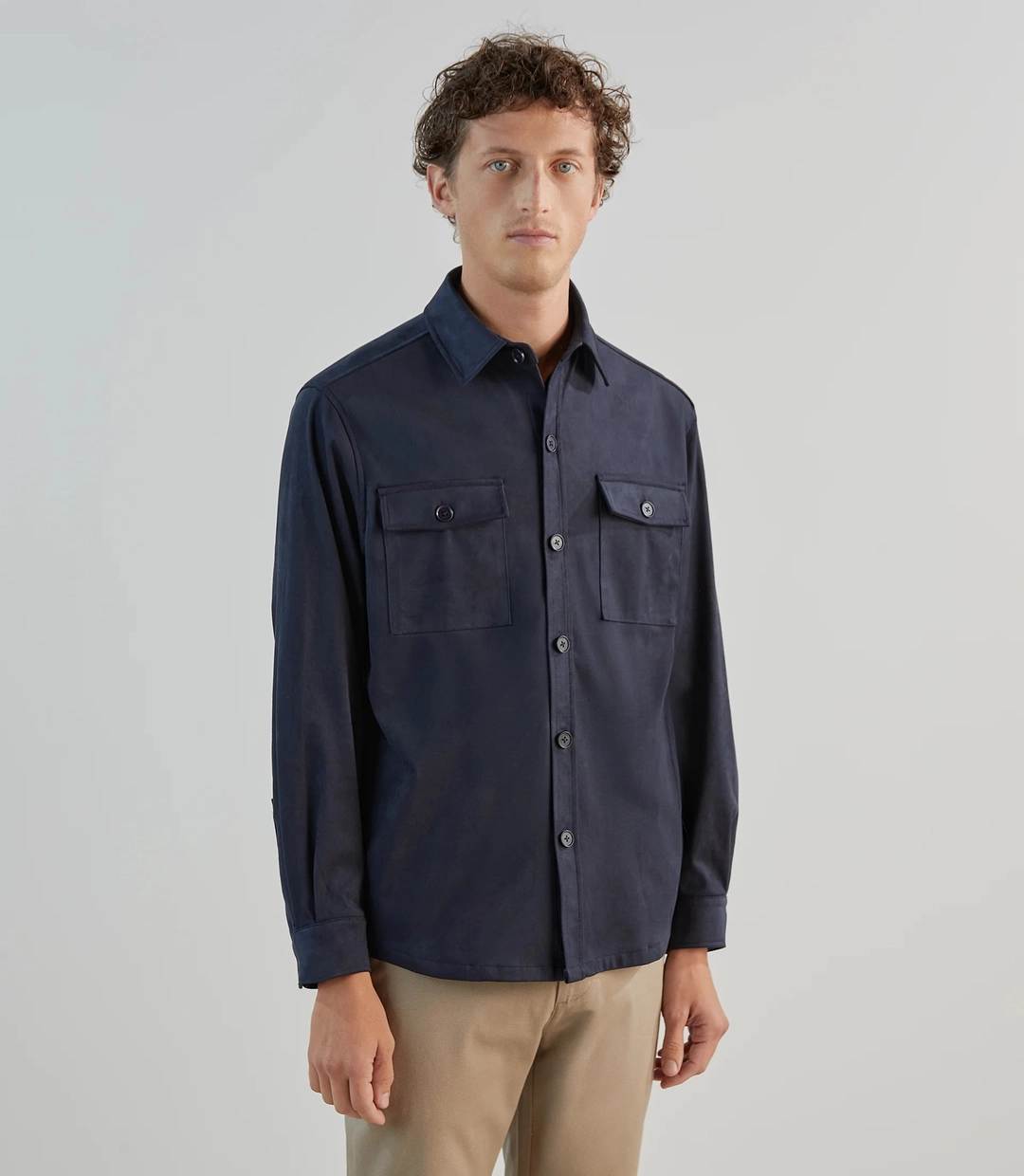 IZAC - Chemise casual en suède marine