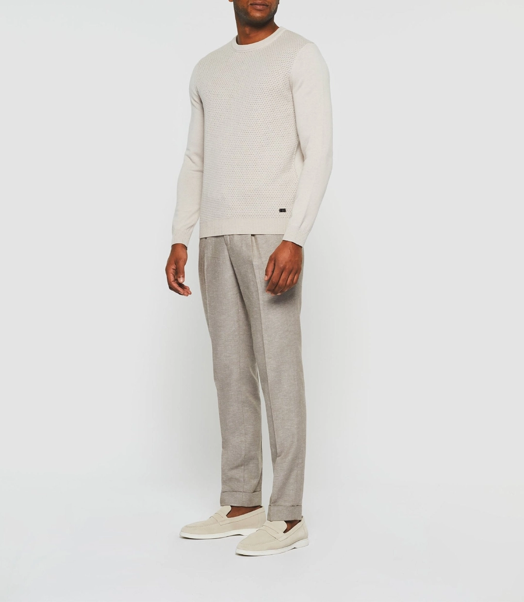 IZAC - Pull col rond beige ''Donatello''
