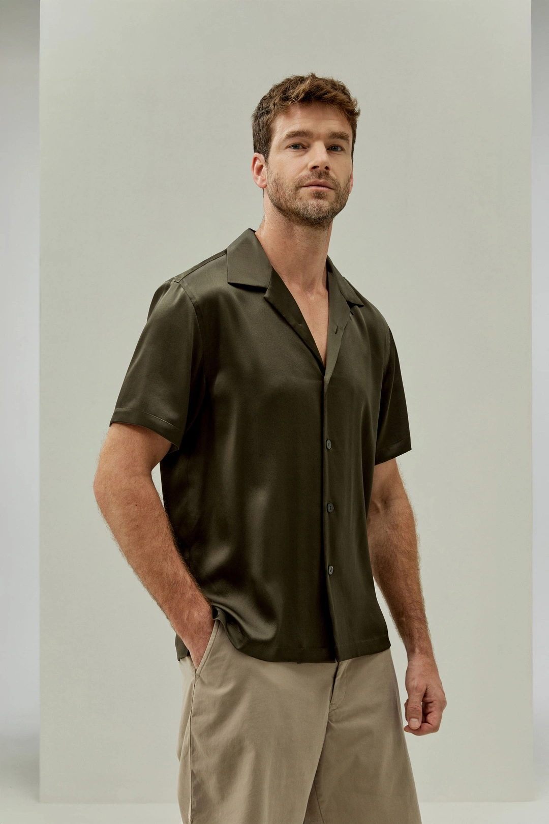 LILYSILK Blouse Soie Homme Luxe Col À Revers 100% Soie De Mûrier Modèle Classique Peut Être Essayé Bleu Minuit Xl