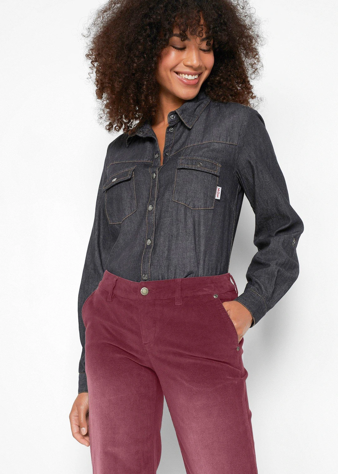 Pantalon large en velours côtelé extensible - 3