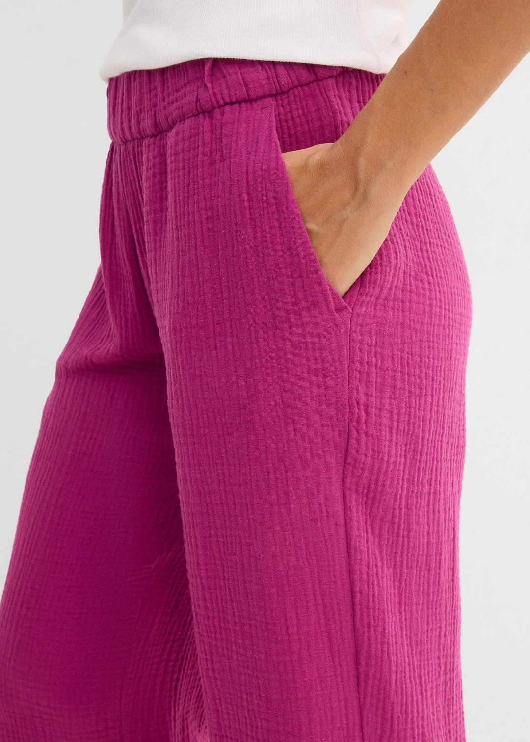 Pantalon large à pinces en gaze de coton - 3
