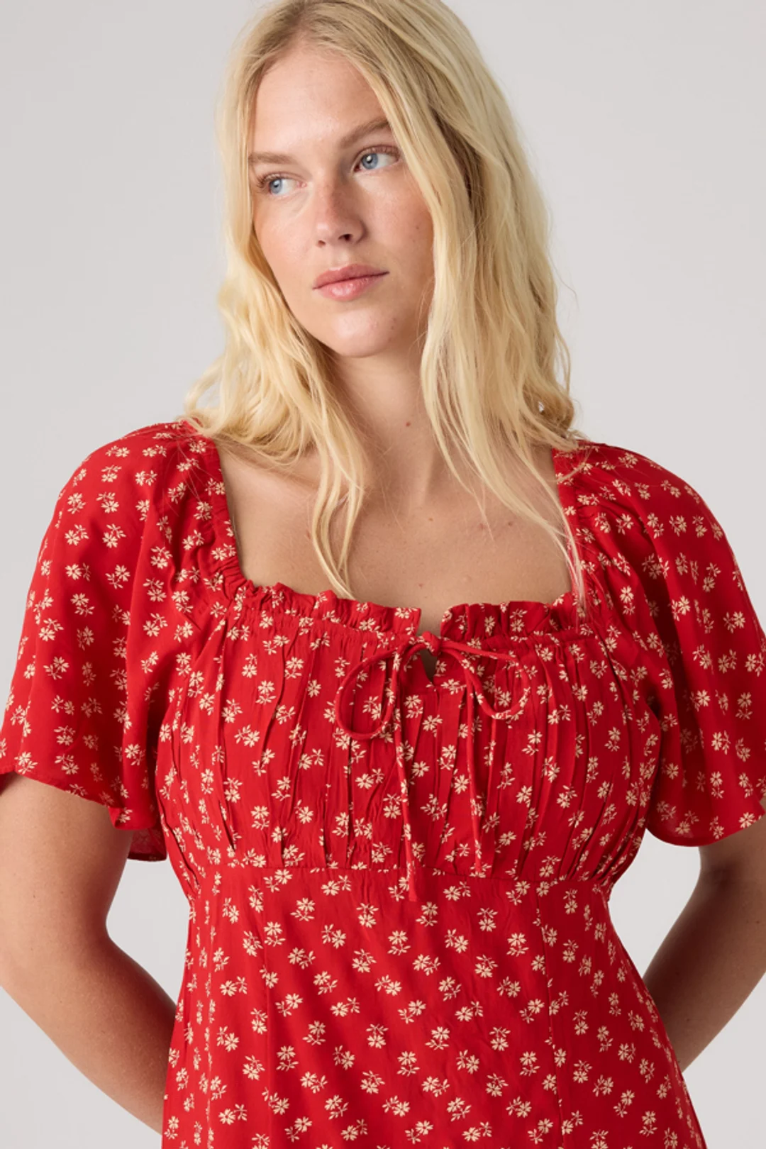 Levi's Robe Mi Longue Amara Column - Femme - Rouge / Angela Daisy Urban Red Crepe - XS - 2