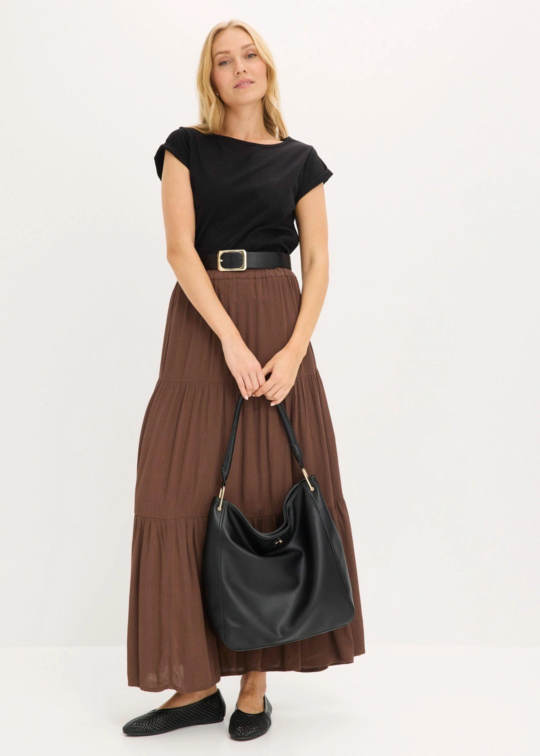 Jupe longue étagée en viscose texturée - 2