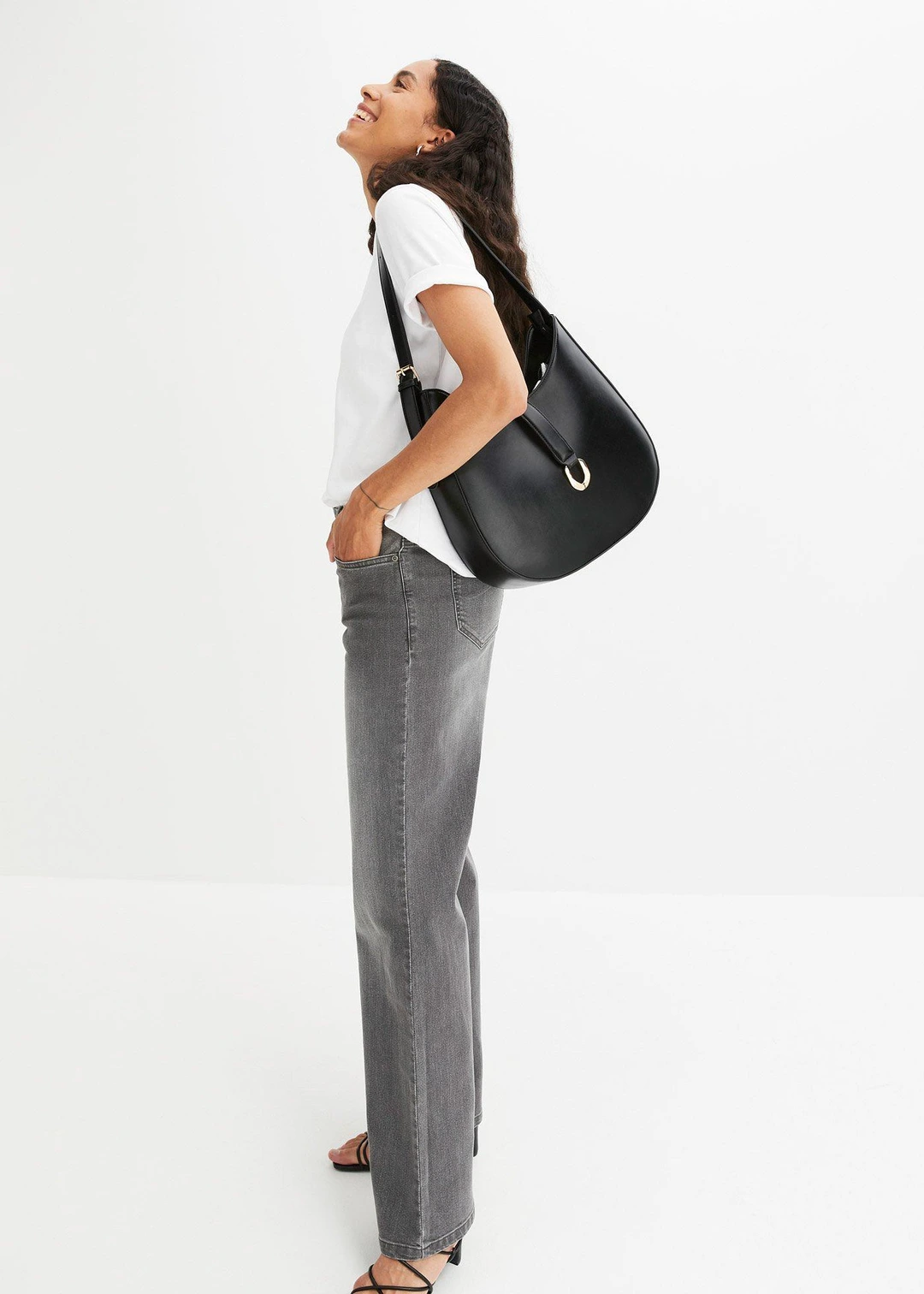 Jean large taille mi-haute, extensible - 2