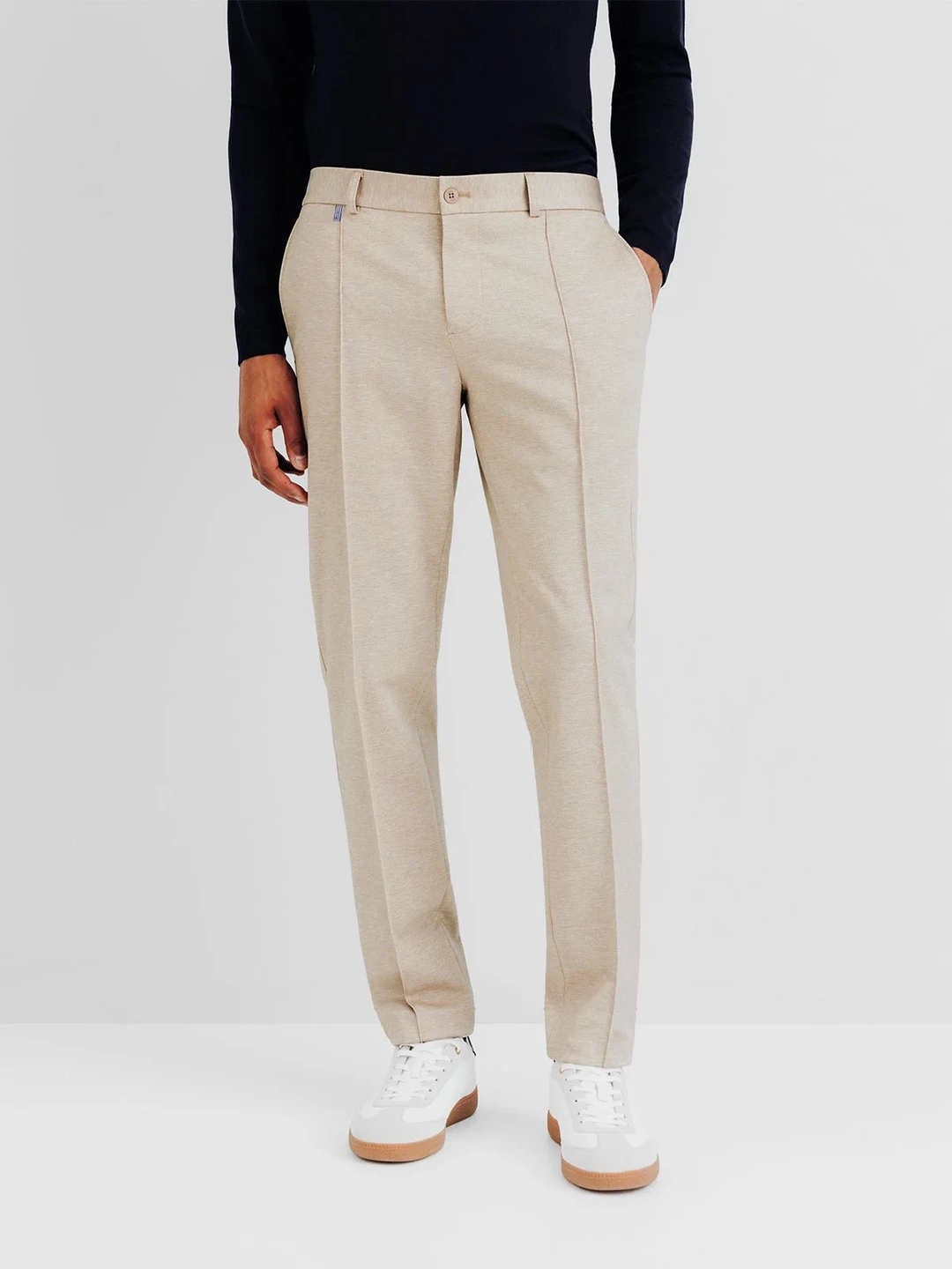 IZAC - Pantalon ville en maille beige
