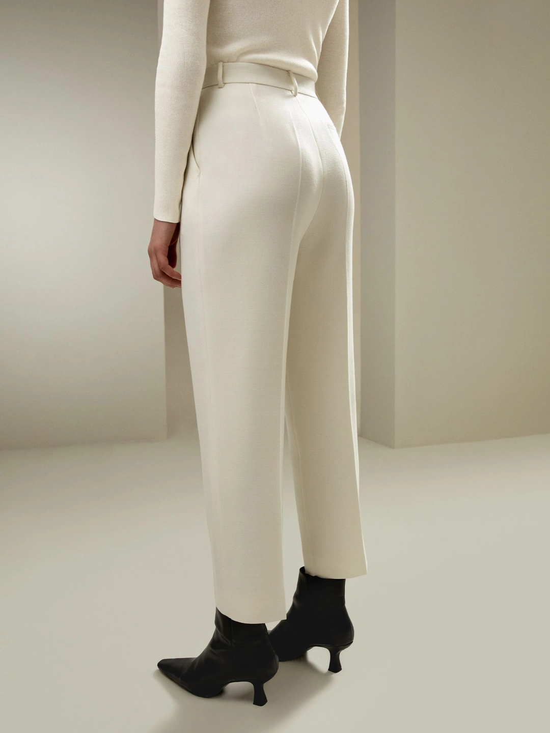 LILYSILK Pantalon Blanc Soie Décontractées Soie Et Laine Style D'Affaires Simple Et Classique Blanc Naturel 46