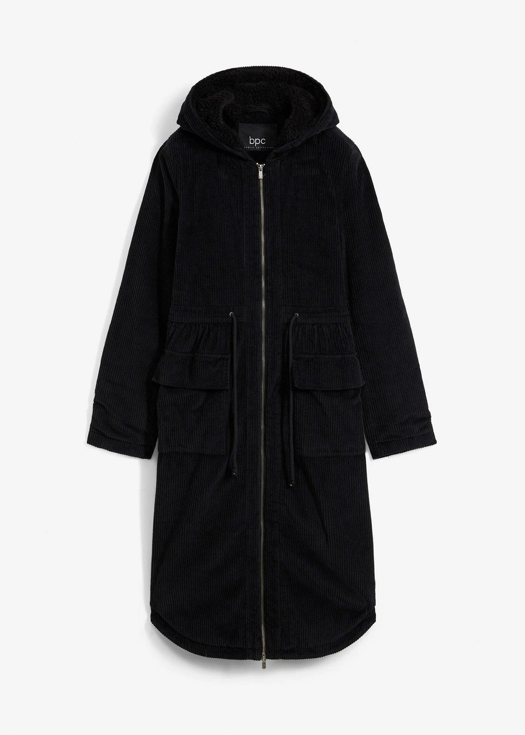 Manteau en velours côtelé 100% coton avec capuche doublée sherpa