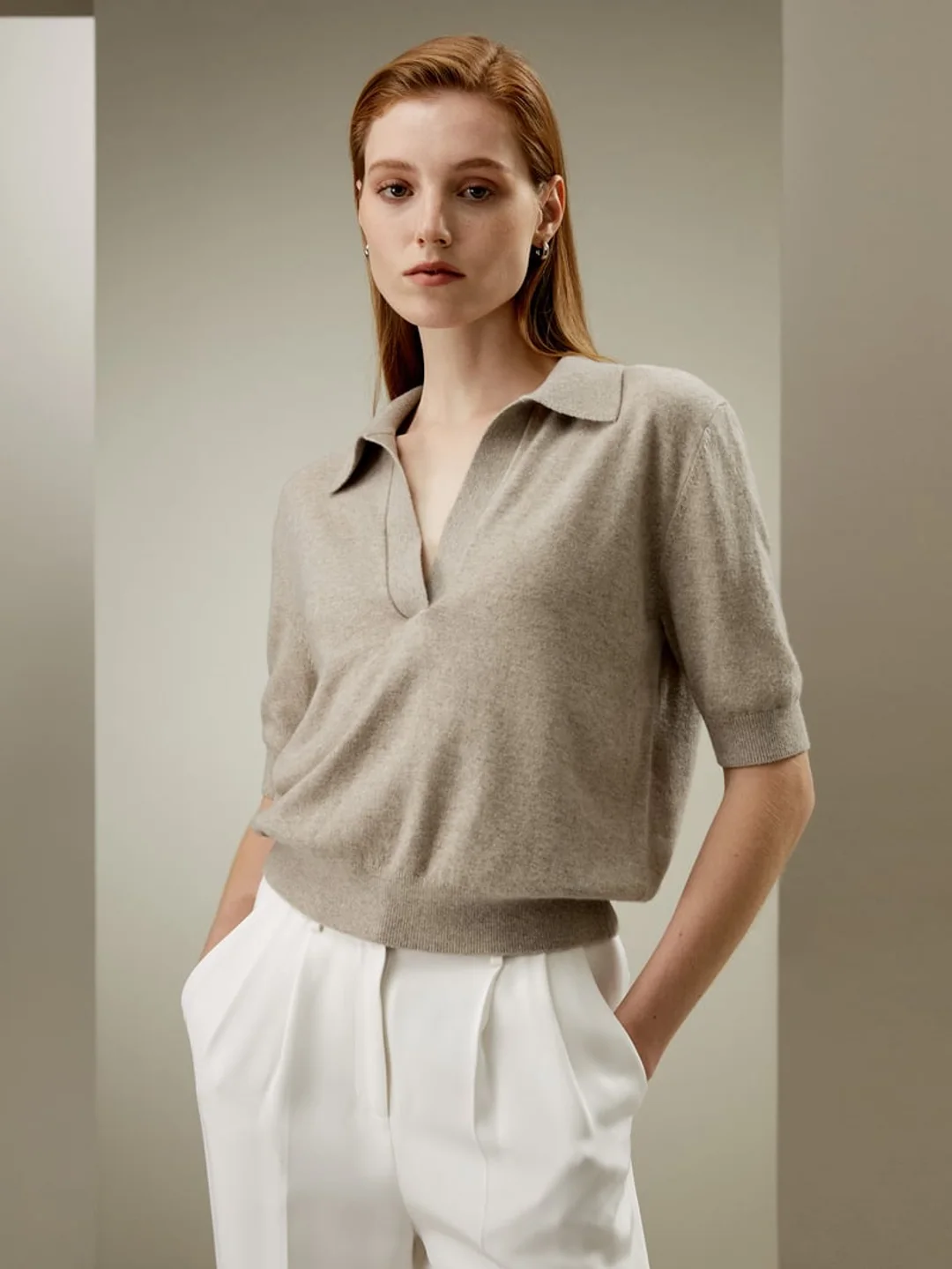 LILYSILK Polo Laine Mérinos Ultrafine Chameau M - Doux, Respirant & Hypoallergénique