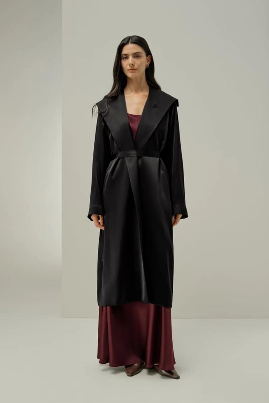 LILYSILK Manteau En Satin De Soie Double Face Ceinture À Boutonnière Dissimulée Polyvalent, Du Jour Au Soir Noir S