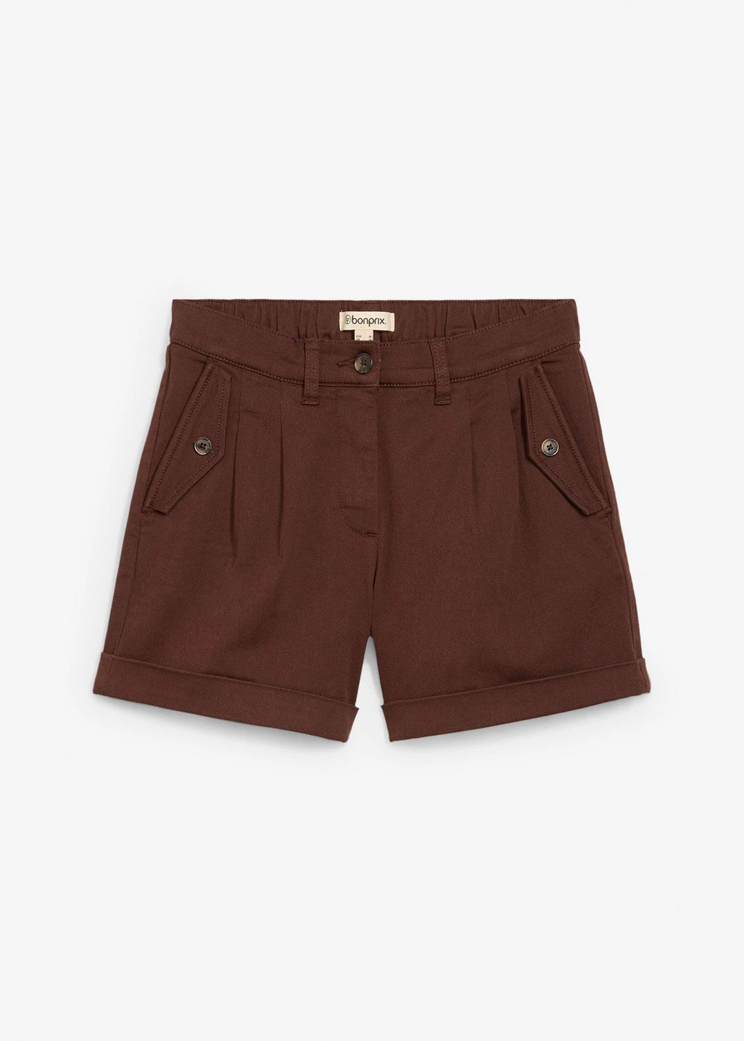 Short en twill, taille haute