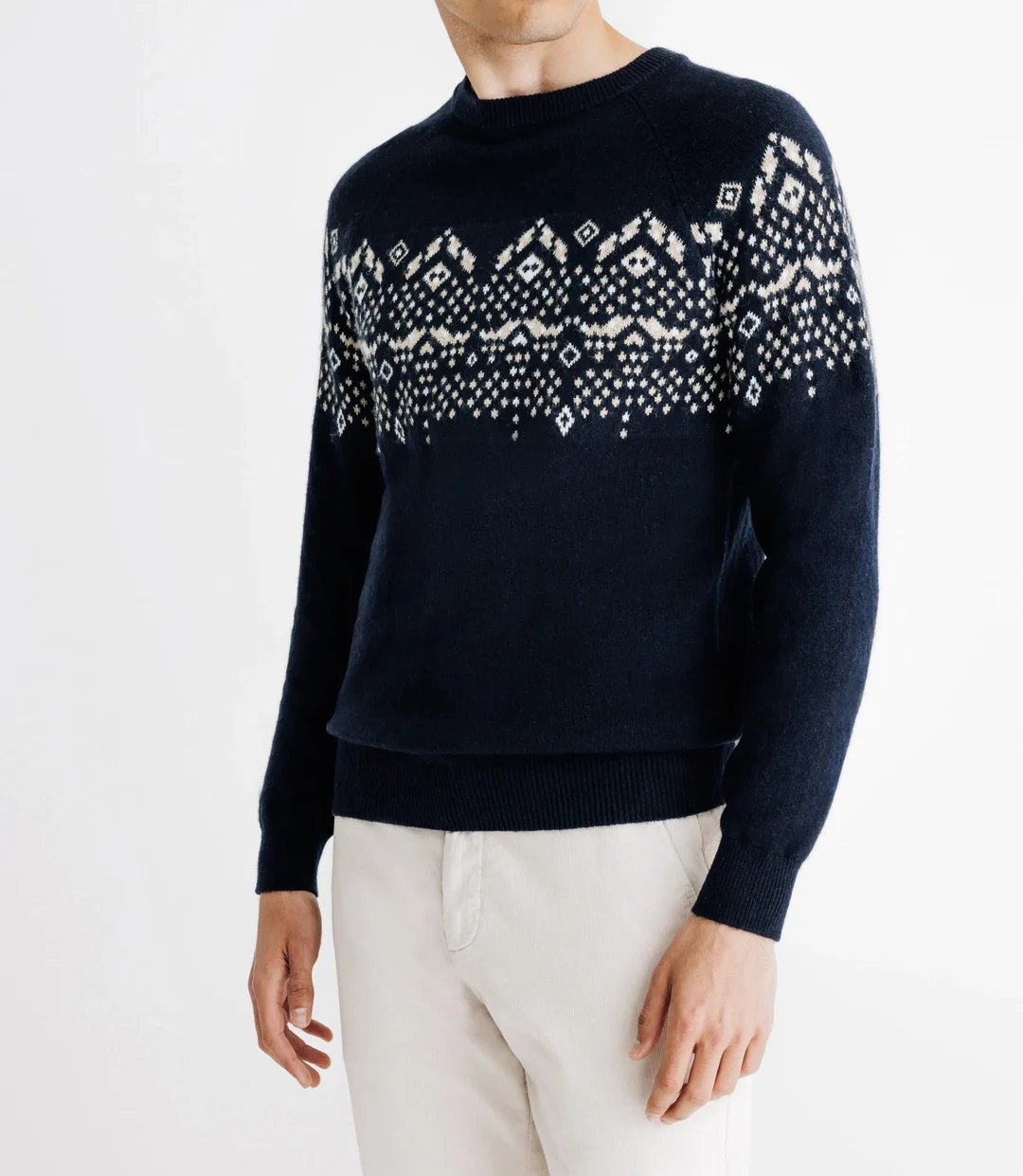 IZAC - Pull en jacquard col rond marine