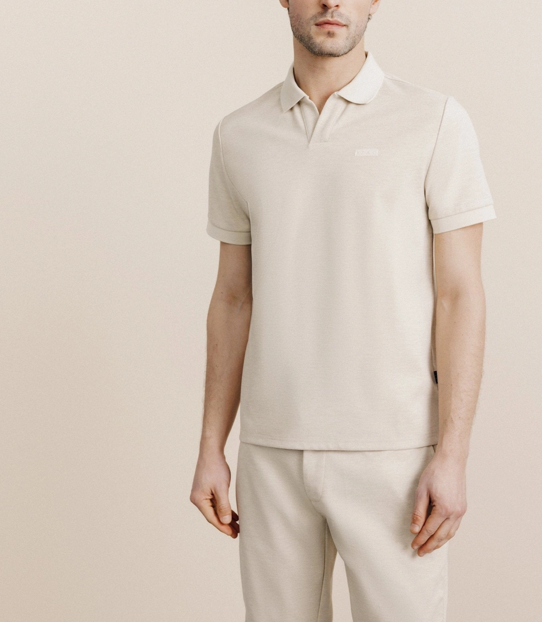 IZAC - Polo col ouvert beige